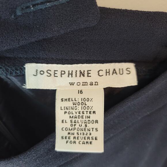 Josephine Chaus Navy Wool Pencil Skirt Plus Size 16 Career Minimalist Staple - Picture 6 of 7